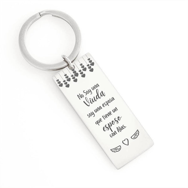 Hermoso llavero para regalar a mamá que recuerda con cariño a papá que está en el cielo. Jewelry Llavero rectangular (acero quirúrgico .316) No 