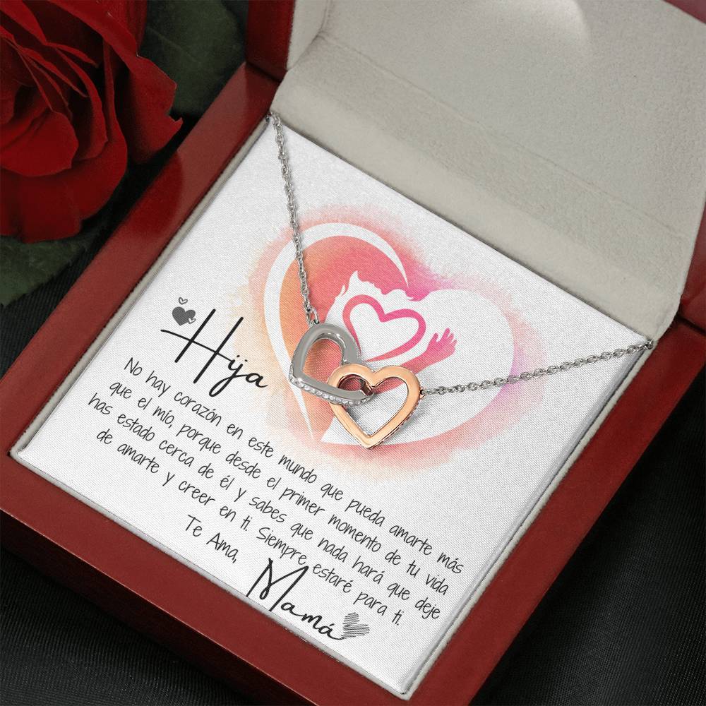 Hija - Collar 2 Corazones Interconectados con Mensaje muy especial de Mamá Jewelry ShineOn Fulfillment 