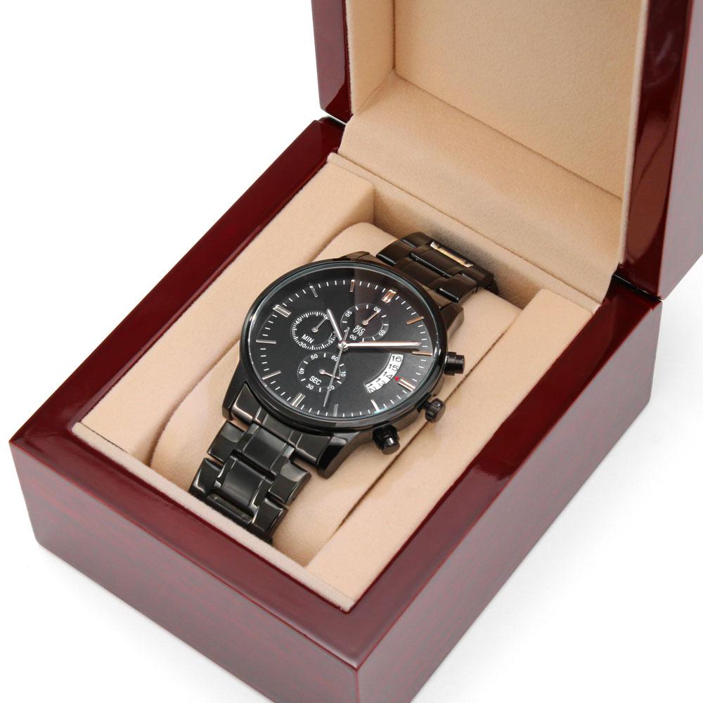 HIJO - Reloj para Regalar al Hijo con Mensaje Especial - Reloj Cronógrafo Negro Jewelry/Watch 