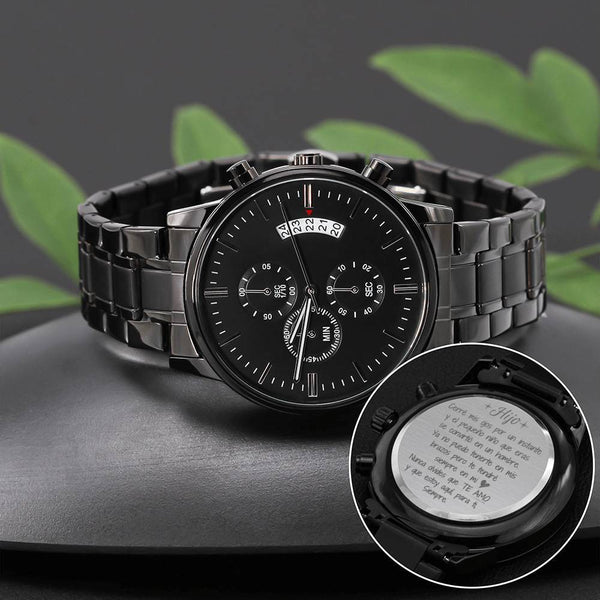 HIJO - Reloj para Regalar al Hijo con Mensaje Especial - Reloj Cronógrafo Negro Jewelry ShineOn Fulfillment 