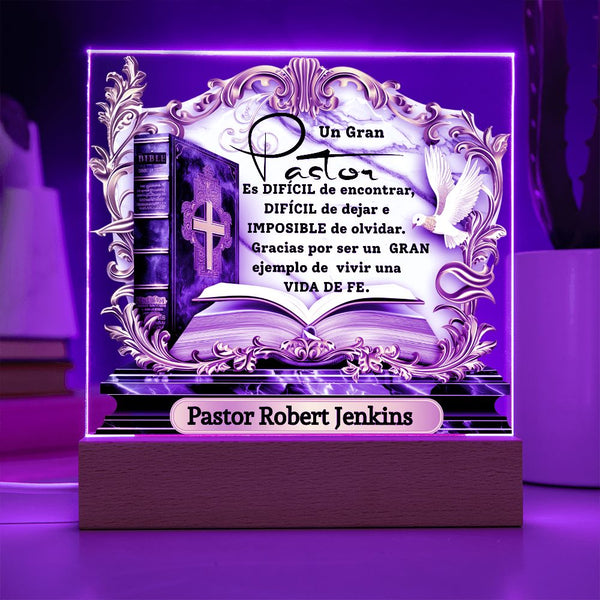 Homenaje al Pastor que Marcó Tu Vida – Placa de Acrílica con Luz Acrylic/Square 