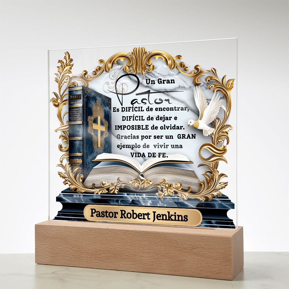 Homenaje al Pastor que Marcó Tu Vida – Placa de Acrílica con Luz Acrylic/Square 