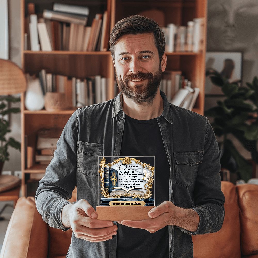 Homenaje al Pastor que Marcó Tu Vida – Placa de Acrílica con Luz Acrylic/Square 