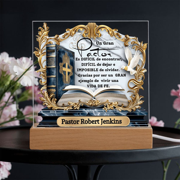 Homenaje al Pastor que Marcó Tu Vida – Placa de Acrílica con Luz Acrylic/Square 