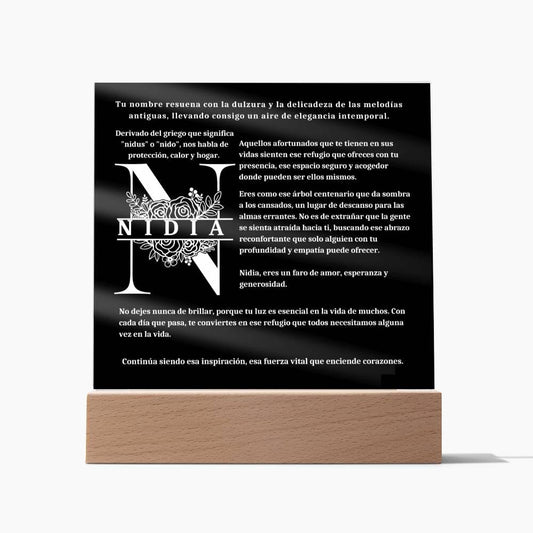¡Ilumina la Vida de NIDIA! Acrílico con Luz Personalizado: El Regalo Único que Resplandece Con Ella Acrylic/Square 