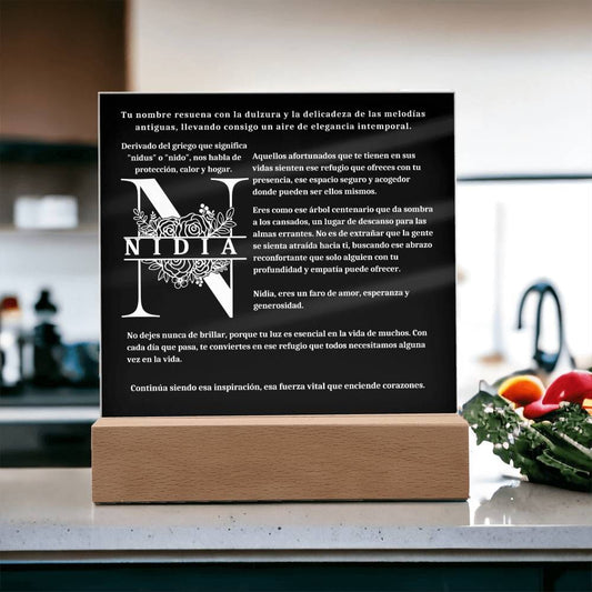 ¡Ilumina la Vida de NIDIA! Acrílico con Luz Personalizado: El Regalo Único que Resplandece Con Ella Acrylic/Square 
