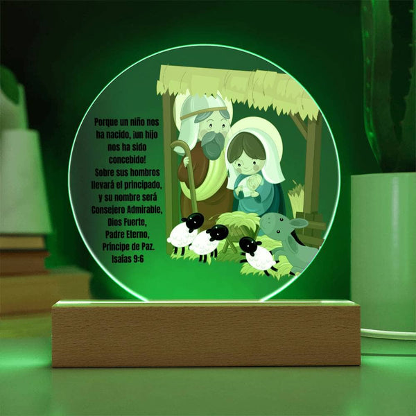 "Ilumina Tu Navidad con el Encanto y la Fe: Acrílico con Pesebre de Dibujo Artístico e Iluminación LED" Acrylic/Square ShineOn Fulfillment 