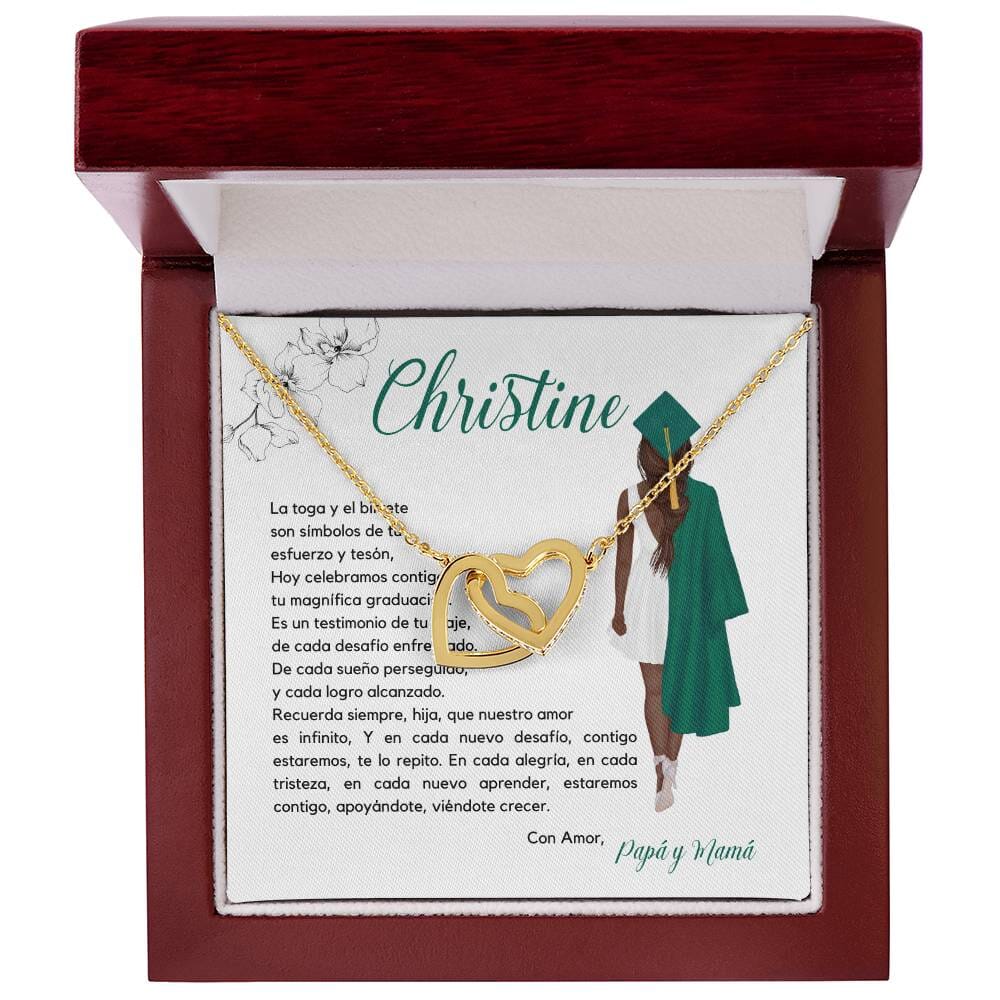 Joya del Triunfo: Collar Corazones Entrelazados con Mensaje del Corazón Jewelry/InterlockingHearts Acabado en Oro Amarillo de 18 quilates Luxury Box 