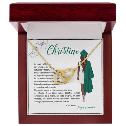Joya del Triunfo: Collar Corazones Entrelazados con Mensaje del Corazón Jewelry/InterlockingHearts Acabado en Oro Amarillo de 18 quilates Luxury Box 