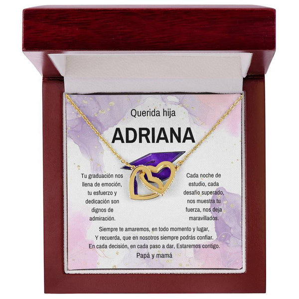 Joyas de Amor y Orgullo: El Collar Perfecto para Su Graduación - Corazones Entrelazados Jewelry/InterlockingHearts Acabado en Oro Amarillo de 18 quilates Luxury Box 