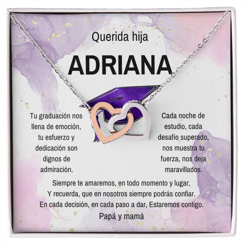 Joyas de Amor y Orgullo: El Collar Perfecto para Su Graduación - Corazones Entrelazados Jewelry/InterlockingHearts Acero Inoxidable Pulido &amp; Acabado en Oro Rosa. Standard Box 