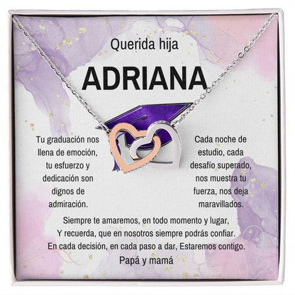 Joyas de Amor y Orgullo: El Collar Perfecto para Su Graduación - Corazones Entrelazados Jewelry/InterlockingHearts Acero Inoxidable Pulido &amp; Acabado en Oro Rosa. Standard Box 
