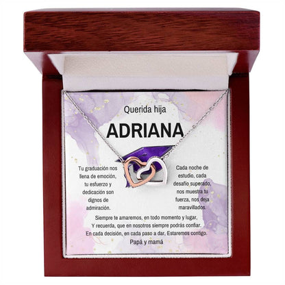 Joyas de Amor y Orgullo: El Collar Perfecto para Su Graduación - Corazones Entrelazados Jewelry/InterlockingHearts Acero Inoxidable Pulido &amp; Acabado en Oro Rosa. Luxury Box 