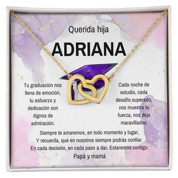 Joyas de Amor y Orgullo: El Collar Perfecto para Su Graduación - Corazones Entrelazados Jewelry/InterlockingHearts Acabado en Oro Amarillo de 18 quilates Standard Box 