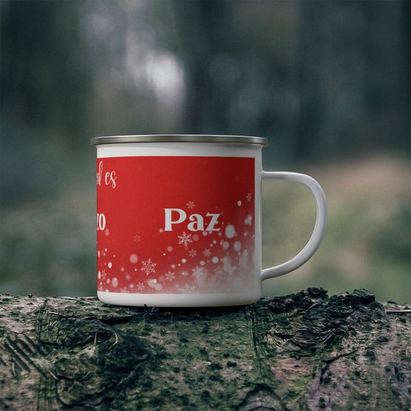 La Navidad es Amor, Gozo, Paz - Taza metálica para café - 12 onzas Mug Printify 