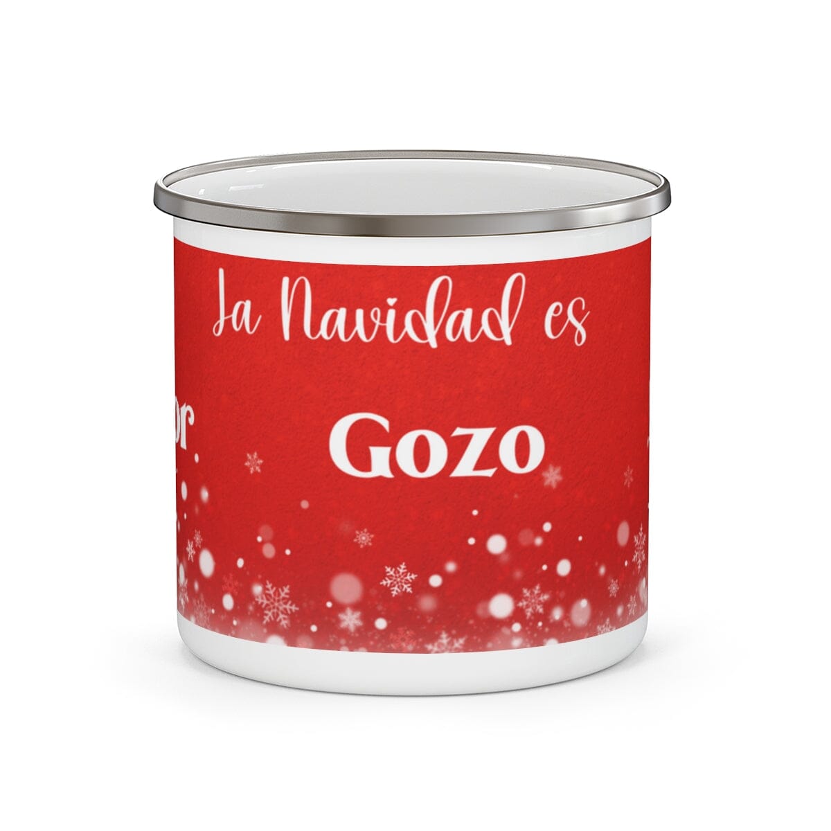 La Navidad es Amor, Gozo, Paz - Taza metálica para café - 12 onzas Mug Printify 