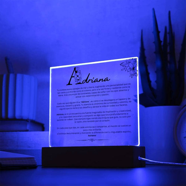 Lámpara Acrílica 'Adriana': Luz y Virtud en Armonía Acrylic/Square ShineOn Fulfillment <pre><code>Cuadrado de acrílico con base LED</code></pre> 