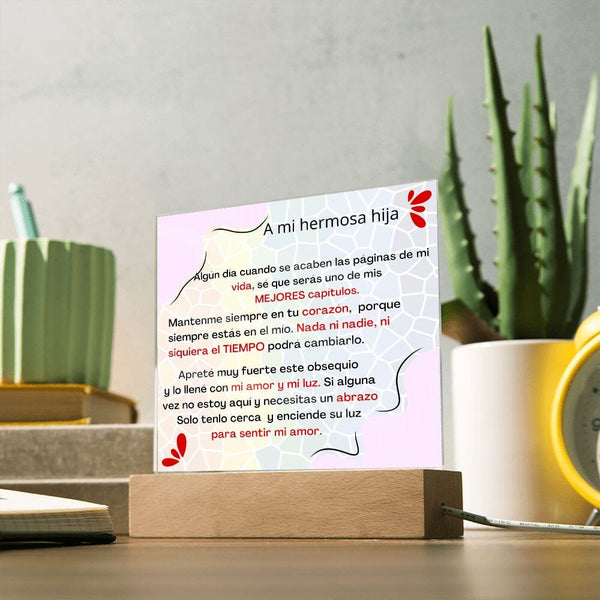 Lámpara Acrílica Personalizada: Luz de Amor Eterno, con Mensaje Grabado, un Regalo Sentimental para tu Hija Acrylic/Square ShineOn Fulfillment 