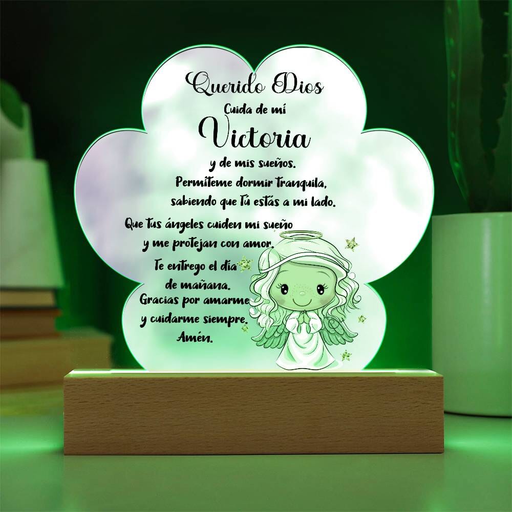 Lámpara de Oración Nocturna Personalizada - Un Brillo de Fe para Dulces Sueños acrylic/Cloud Base de Madera Con LUZ LED 