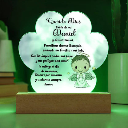 Lámpara de Oración Nocturna Personalizada - Un Faro de Fe para Dulces Sueños acrylic/Cloud Base de Madera Con LUZ LED 
