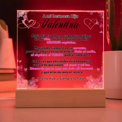 Lámpara Personalizada con mensaje de amor para hija. Eres mi mayor tesoro Acrylic/Square 