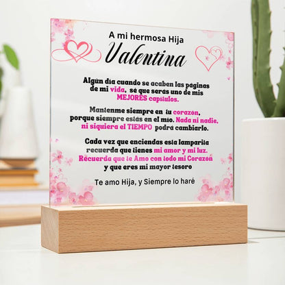 Lámpara Personalizada con mensaje de amor para hija. Eres mi mayor tesoro Acrylic/Square 