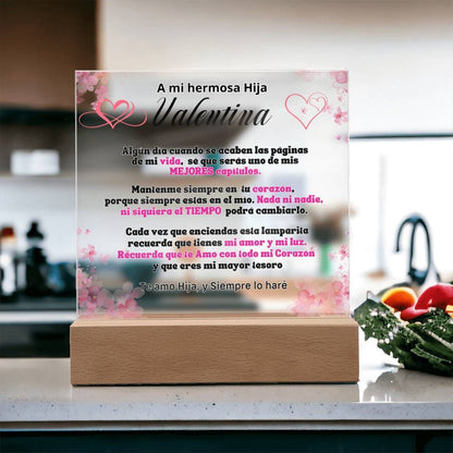 Lámpara Personalizada con mensaje de amor para hija. Eres mi mayor tesoro Acrylic/Square 