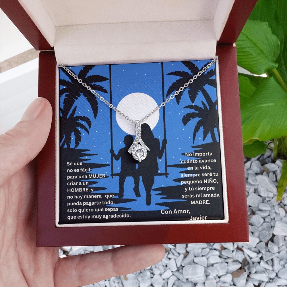 Lazo de Amor Eterno: El Regalo Perfecto para la Mamá Valiente - Collar Lazo de Amor Jewelry/AlluringBeauty Acabado en oro blanco de 14 k Luxury Box 