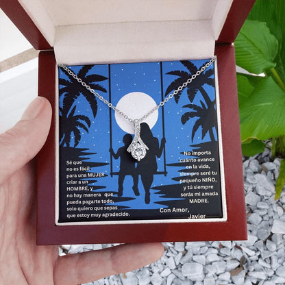 Lazo de Amor Eterno: El Regalo Perfecto para la Mamá Valiente - Collar Lazo de Amor Jewelry/AlluringBeauty Acabado en oro blanco de 14 k Luxury Box 