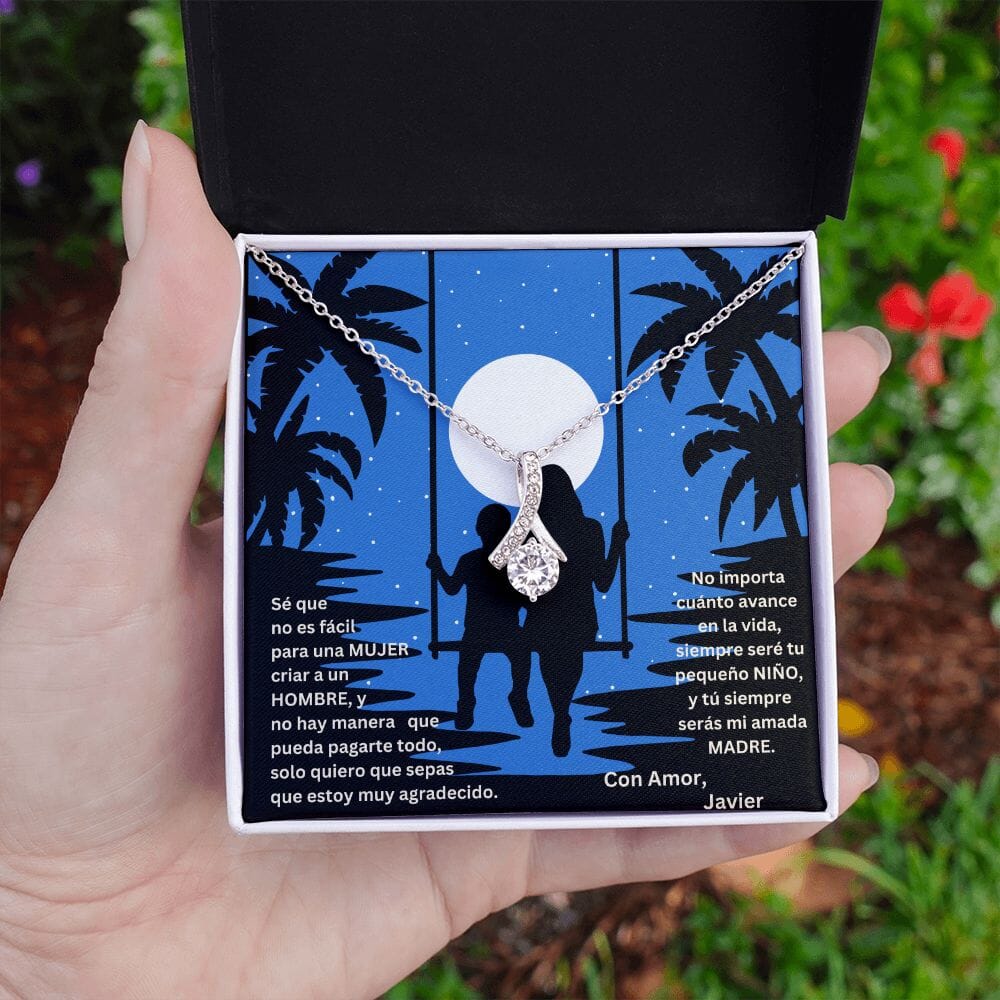 Lazo de Amor Eterno: El Regalo Perfecto para la Mamá Valiente - Collar Lazo de Amor Jewelry/AlluringBeauty Acabado en oro blanco de 14 k Standard Box 