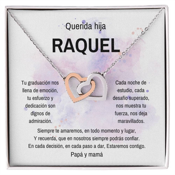 Lazos Inquebrantables: Un Collar para Celebrar su Excepcional Graduación - Collar Corazones Entrelazados Jewelry/InterlockingHearts Acero Inoxidable Pulido &amp; Acabado en Oro Rosa. Standard Box 
