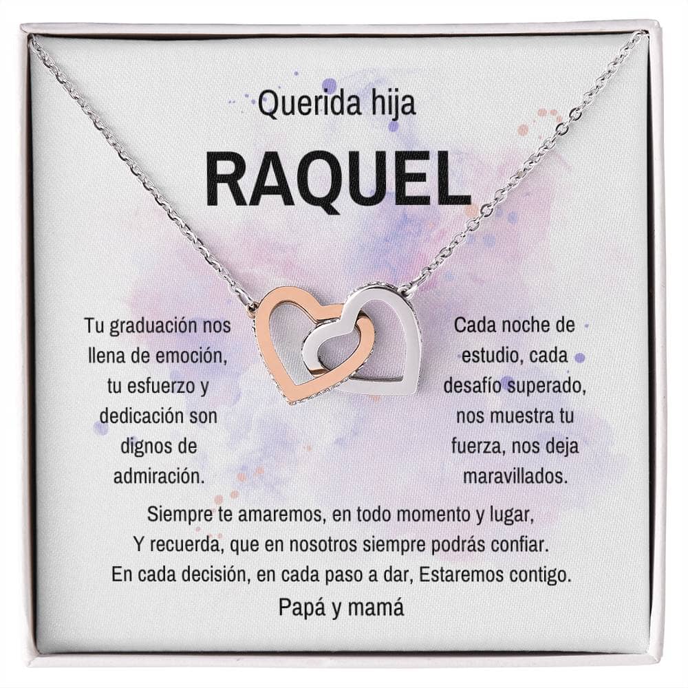 Lazos Inquebrantables: Un Collar para Celebrar su Excepcional Graduación - Collar Corazones Entrelazados Jewelry/InterlockingHearts Acero Inoxidable Pulido &amp; Acabado en Oro Rosa. Standard Box 