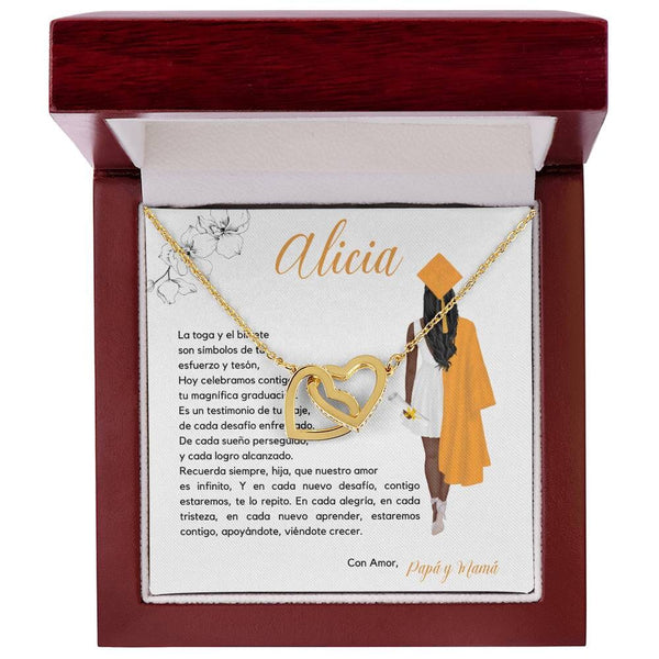 Legado de Amor y Éxito: Collar Corazones Entrelazados con Tarjeta Personalizada Jewelry/InterlockingHearts Acabado en Oro Amarillo de 18 quilates Luxury Box 