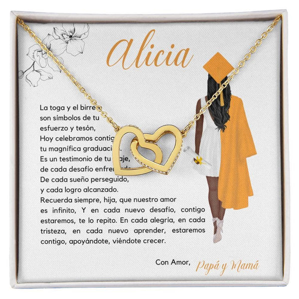 Legado de Amor y Éxito: Collar Corazones Entrelazados con Tarjeta Personalizada Jewelry/InterlockingHearts Acabado en Oro Amarillo de 18 quilates Standard Box 