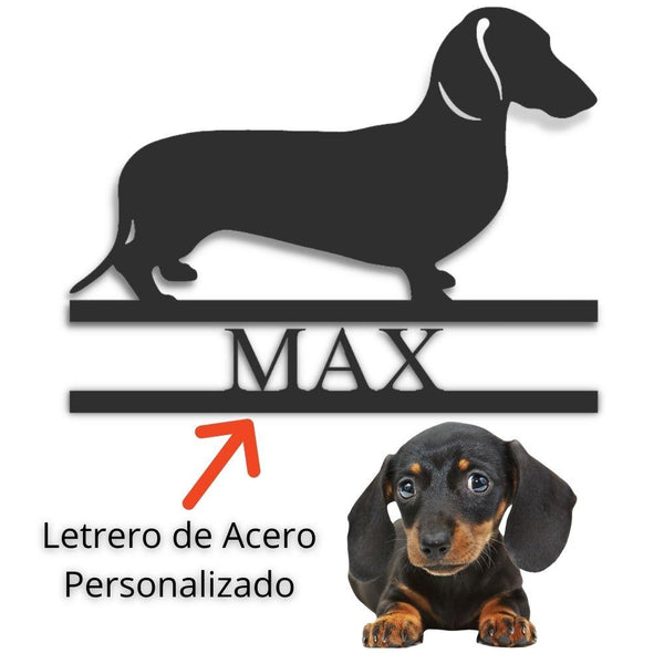 Letrero en Acero de Perro Salchicha - Personaliza con el nombre de tu perrito. Custom My Easy Monogram Black 12" 