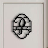 Letrero Nombre de Familia para la casa - Letrero en metal Personalizado. Custom My Easy Monogram Black 12