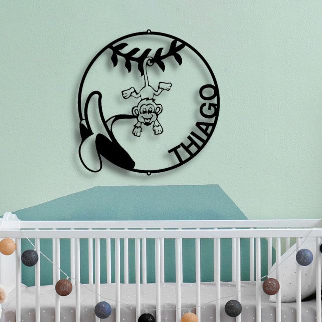 Letrero para decorar cuarto de bebé - Letrero de metal Personalizado con nombre Custom My Easy Monogram Black 12" 