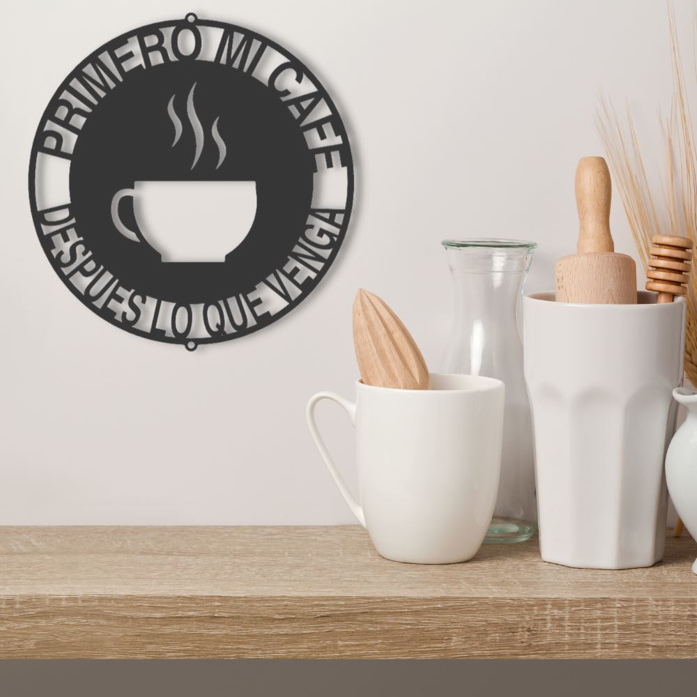 Letrero Taza de Café para decorar Cocina - Letrero de Acero Personalizado Custom My Easy Monogram 