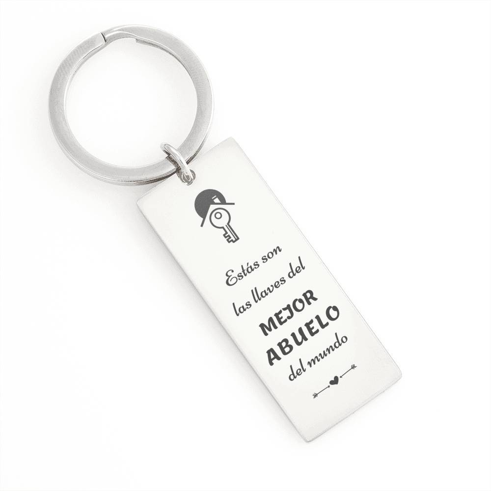 Llavero para el Abuelo: Estás son las llaves del Mejor Abuelo del Mundo Jewelry Engraved Rectangle Keychain (.316 Surgical Steel) No 