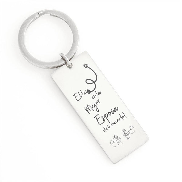 Llavero para la mejor esposa del mundo - el mejor regalo para tu esposa. Jewelry Llavero rectangular (acero quirúrgico .316) No 