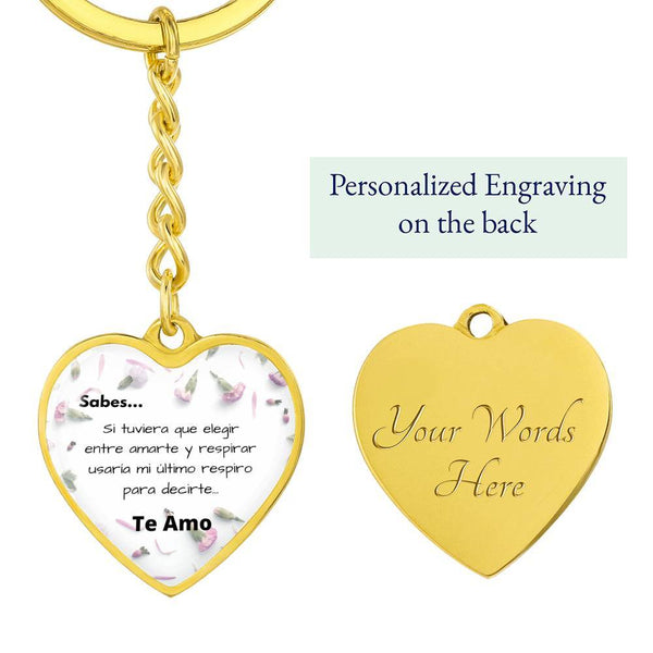 Llavero para la mujer de tu vida - Pequeñas cosas que dicen TE AMO - Llavero corazón Jewelry ShineOn Fulfillment Graphic Heart Keychain (Gold) Yes 