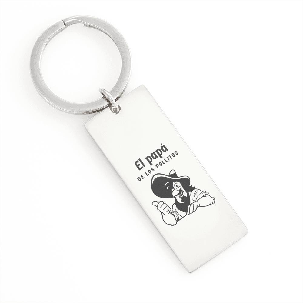Llavero para papá: El Papá de los Pollitos Jewelry Engraved Rectangle Keychain (.316 Surgical Steel) No 