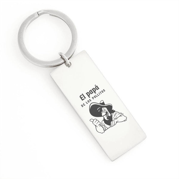 Llavero para papá: El Papá de los Pollitos Jewelry Engraved Rectangle Keychain (.316 Surgical Steel) No 