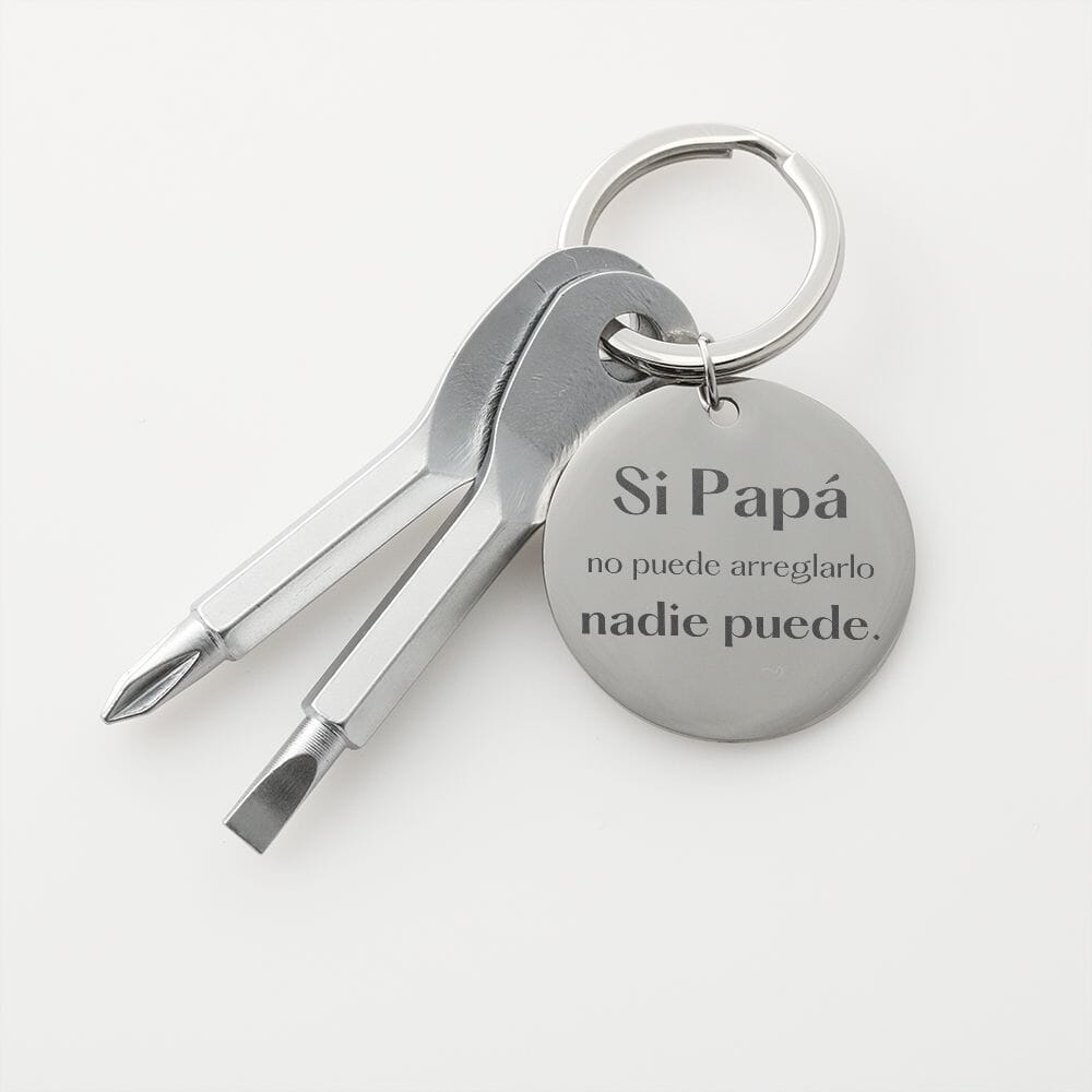 Llavero para Regalar a Papá ; Si Papá no puede arreglarlo, nadie puede. Jewelry Silver Keychain Set SI 