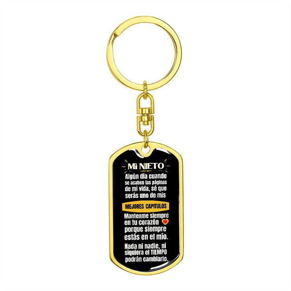 Llavero para Regalar al Nieto - Porque él necesita saber lo importante que es para ti. Jewelry ShineOn Fulfillment Dog Tag with Swivel Keychain (Gold) No 