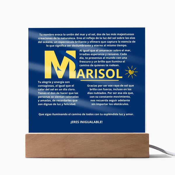 Luz de Mar: La Esencia Brillante de Marisol - Acrílico con Luz Led Acrylic/Square ShineOn Fulfillment Acrílico Premium Base de Madera Con LUZ LED 
