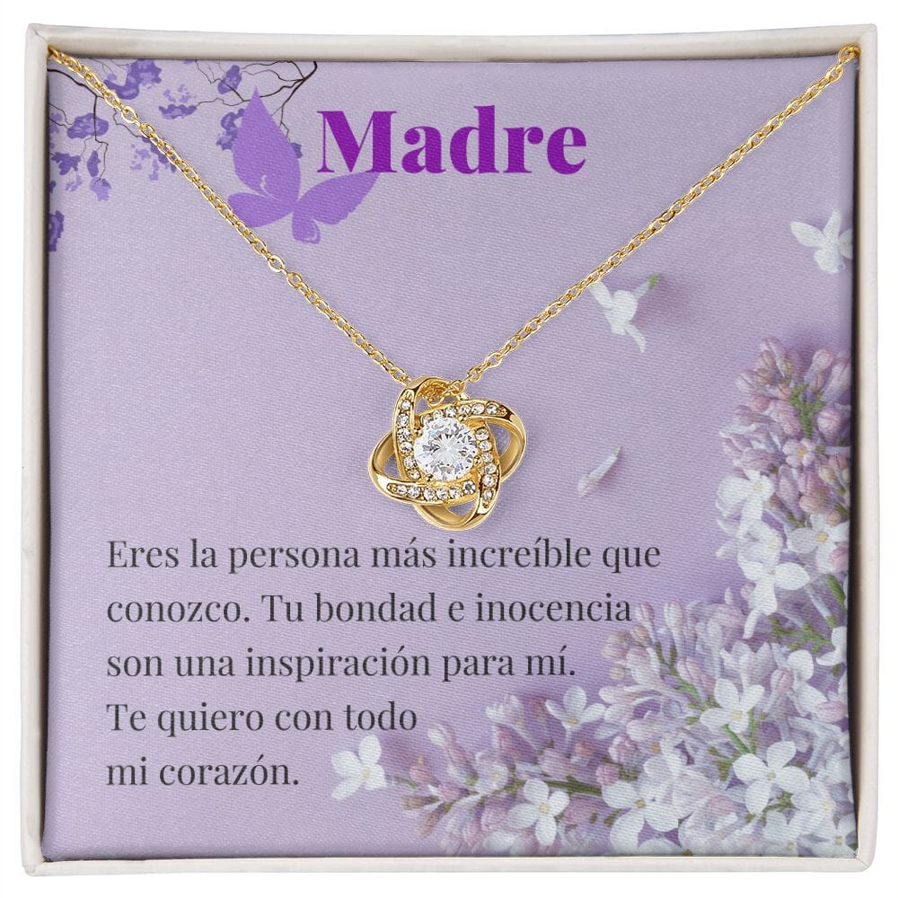 Madre - Collar Love Knot Nudo de amor - Para Mamá Jewelry/LoveKnot Acabado en Oro Amarillo de 18 quilates. Standard Box 