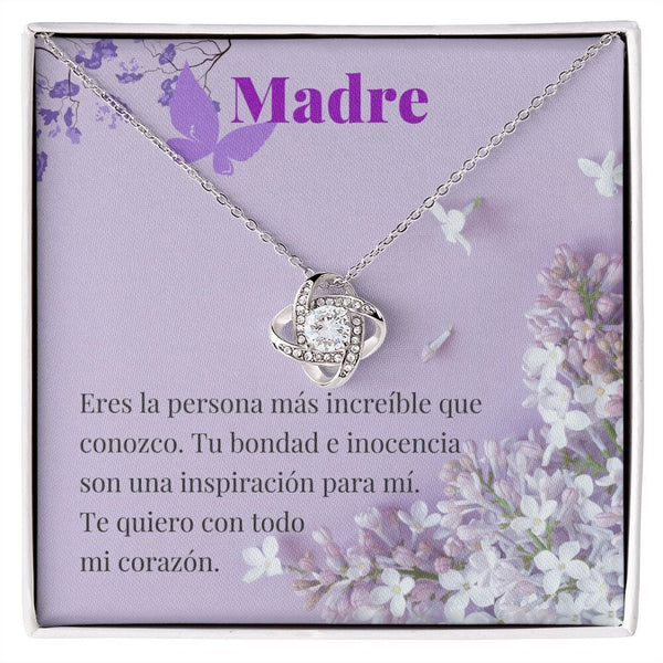 Madre - Collar Love Knot Nudo de amor - Para Mamá Jewelry/LoveKnot Acabado en oro blanco de 14 k Standard Box 