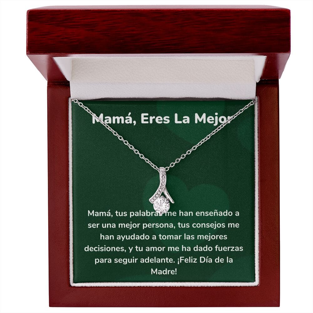Mamá, Eres La Mejor Collar Belleza Seductora (Alluring Beauty) Para Mamá Jewelry/AlluringBeauty Acabado en oro blanco de 14 k Luxury Box 