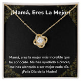 ¡Mamá, Eres La Mejor! Collar Para Mamá Nudo de Amor (LoveKnot) Jewelry ShineOn Fulfillment Acabado en Oro Amarillo de 18 quilates Cajita Estándar (GRATIS) 